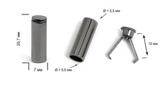 Наконечник для шнура, металл, d 5,5мм, р. 20,7х7 мм, чёрный никель