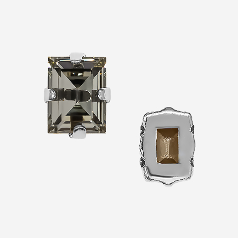 Кристалл Прямоугольник (Step Cut Fancy Stone) в цапах, оттенок "Черный Бриллиант"/"Black Diamond", 9*7мм, родирование