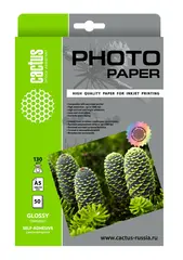 Фотобумага Cactus CS-GSA513050 A5/130г/м2/50л. глянцевое самоклей. для струйной печати