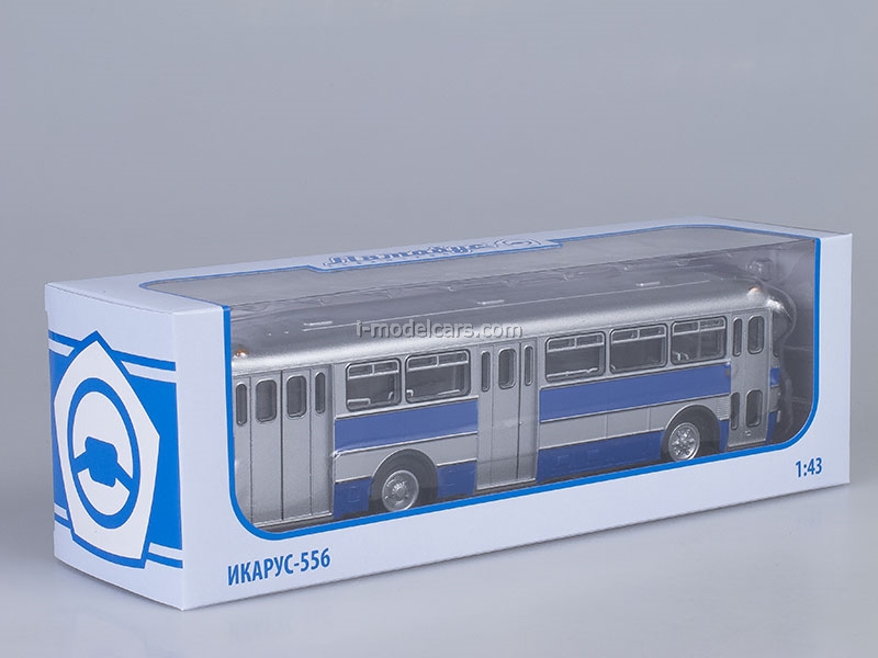 silber/blau Fertigmodell Modellauto Soviet Autobus 1:43 Ikarus 556