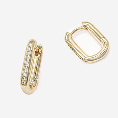 Швензы-овалы (Конго, Бублик) 20мм, фианиты, позолота