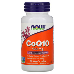Now Foods, CoQ10 с ягодами боярышника, 100 мг, 90 растительных капсул