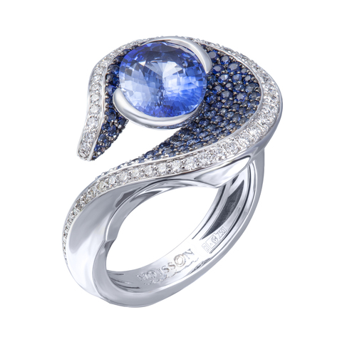 Кольцо с Сапфирами и Бриллиантами, R0120-0/1