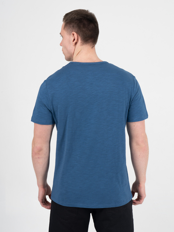 Мужская футболка «Великоросс» тёмно-синего цвета V ворот