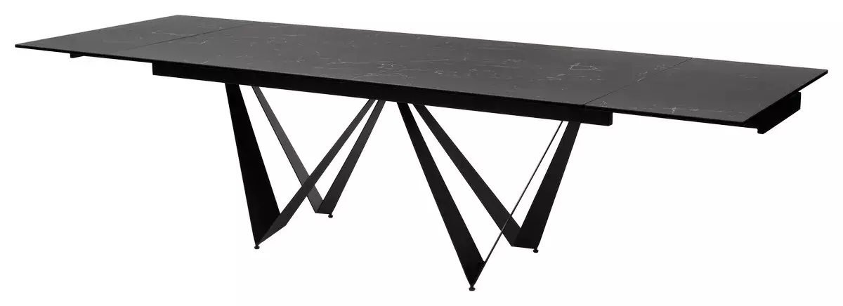 Стол RIETI 200 NERO KL-116 Черный мрамор матовый, итальянская керамика/ черный каркас, DISAUR