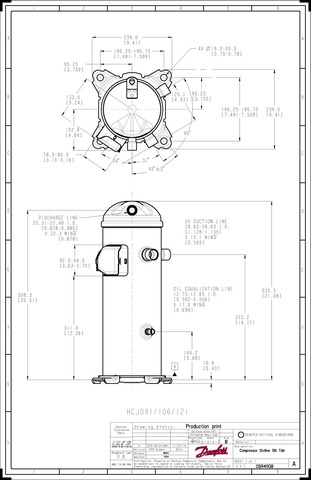 Компрессор спиральный Danfoss HCJ106T4LC8 ( 121L3120 ) серия HCJ