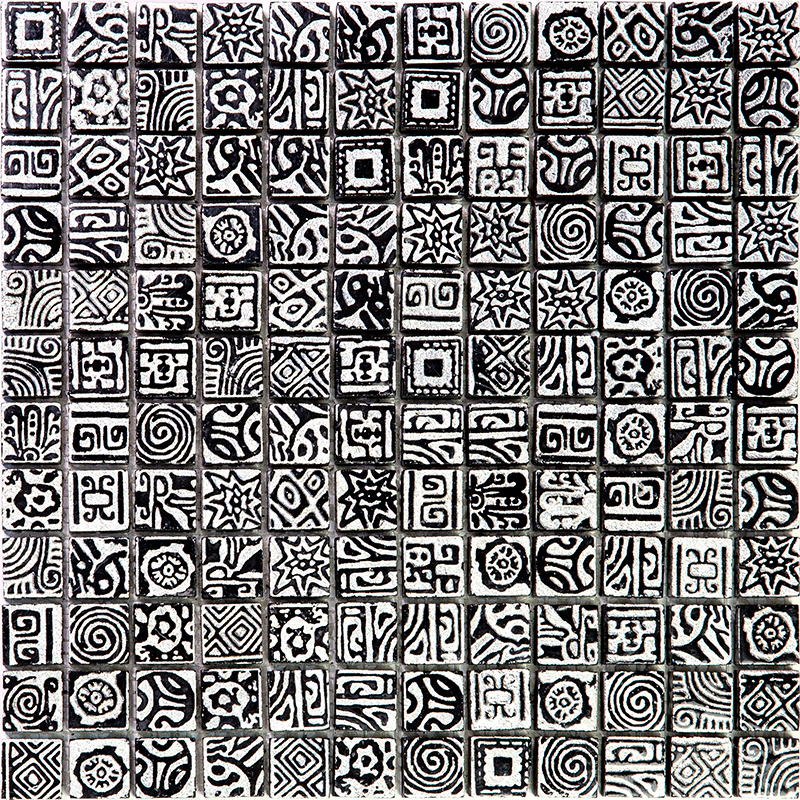 ETH-2 Итальянская мозаика мрамор Skalini Ethniс черный серебряный квадрат