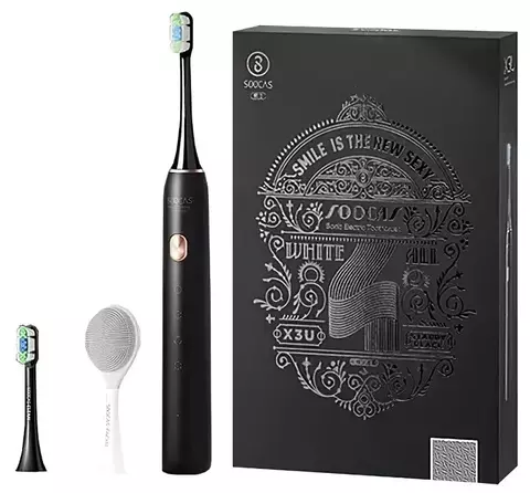 Зубная щетка электрическая Xiaomi Soocas X3U Black Limited Edition Facial (с насадкой для чистки лица) (Черный, подарочная упаковка)