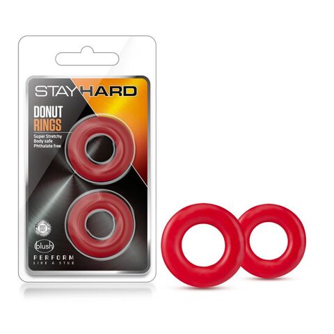 Набор из 2 красных эрекционных колец Stay Hard Donut Rings - Blush Novelties Stay Hard BL-00898