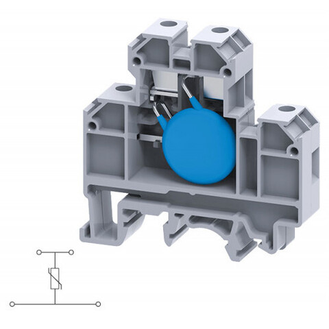 Двухуровневая клемма, винтовые зажимы проводника до 4 мм.кв. 32A/500Vсо схемой конфигурации MOV