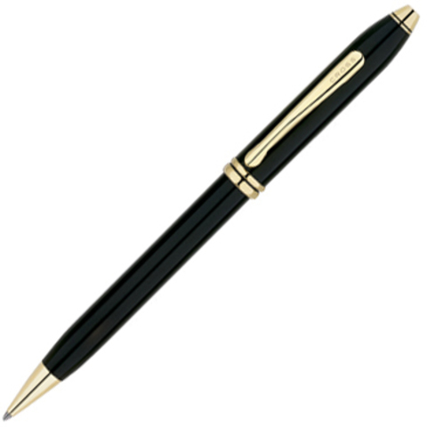 Ручка шариковая Cross Townsend, Black Lacquer Gold Plated (572)