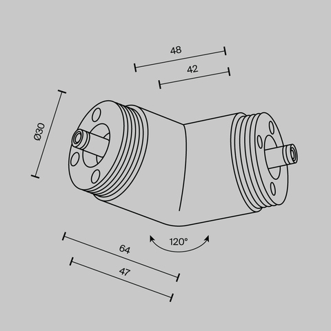Угловой коннектор 120° для системы без ввода питания Maytoni SHELF CA018LWC-B