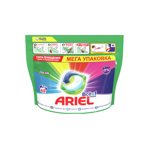 Капсулы для стирки Ariel Pods Всё в 1 Color, 60 шт mini