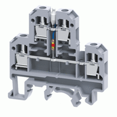 Двухуровневая клемма, винтовые зажимы проводника до 4 мм.кв. 32A/500V с неоновой лампой индикации