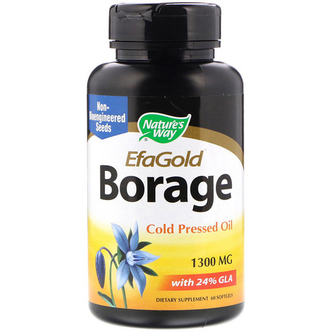 Nature's Way, EfaGold, огуречник, 1300 мг, 60 мягких желатиновых капсул