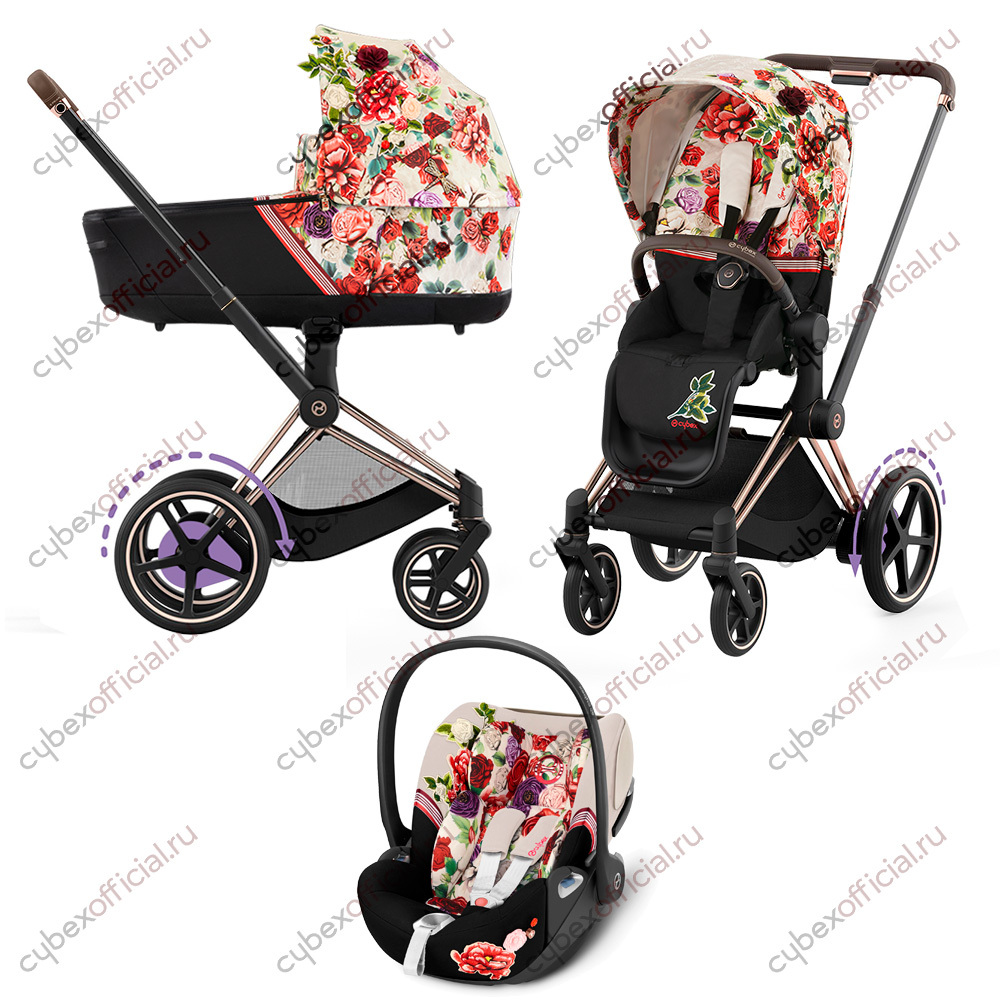 Cybex priam iv 3 в 1. Коляска Cybex Priam IV 3 В 1. Сайбекс блоссом. Cybex Priam 3 Spring Blossom. Cybex e Priam.