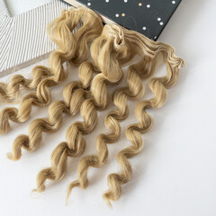 Волосы для кукол, трессы кудри-локоны-спиральки, цвет РУСЫЙ-Пшеничный, длина 15 см*1 метр., набор 2 шт