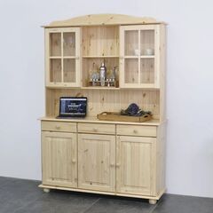 Шкаф Лена двухдверный из массива сосны, с 3 полками (верхняя часть буфета Лена), прозрачный лак