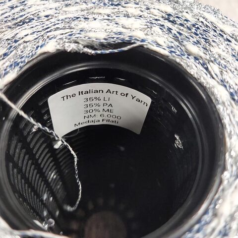 Лен с люрексом и шишибриками NODINO DI LINO 600 бело-синий с серебром