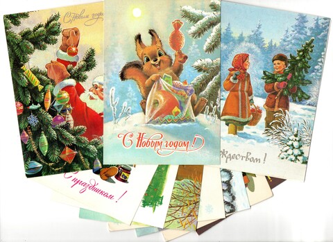 Подборка поздравительных открыток - Художник Зарубин - 10 штук - чистые, без повторов - СССР