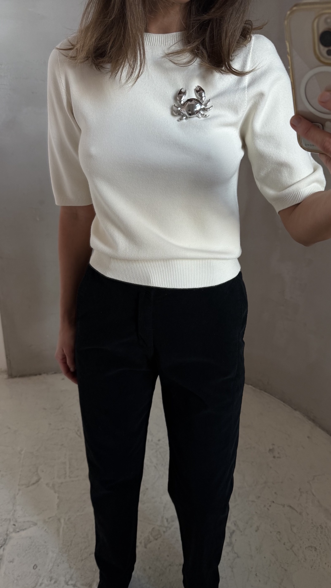 Джемпер из мягкого трикотажа с короткими рукавами