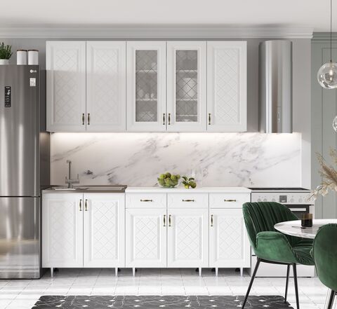 Кухня Ирина 2,0/900м (490) (Белый матовый, Белый (Антарес))