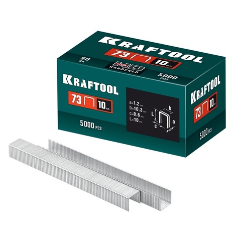KRAFTOOL скобы тип 73, 10 мм, калибр 20GA. 5000 шт (31773-10)