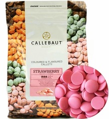 Шоколад розовый со вкусом клубники Callebaut, 100 гр
