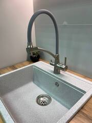 Смеситель для кухни с выходом для питьевой воды, цвет серый/сатин Accoona A5179AT-13