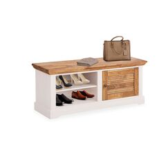 Обувница в прихожую Асти, с сиденьем из МДФ и натурального дуба