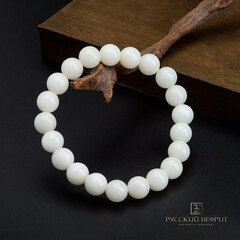 Браслет "Классика". Белый нефрит. 10 мм.