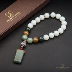 Чётки браслет буддийские "Изобилие". Нефрит.