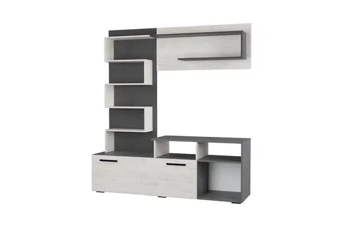 Гостиная Евро графит / дуб крафт белый