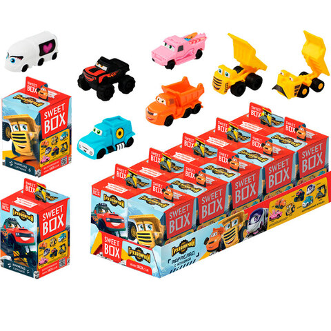 ГРУЗОВИЧКИ SWEET BOX Мармелад с игрушкой в коробочке 1кор*12бл*10шт, 10гр