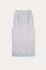 Подъюбник с кружевом серо-голубой