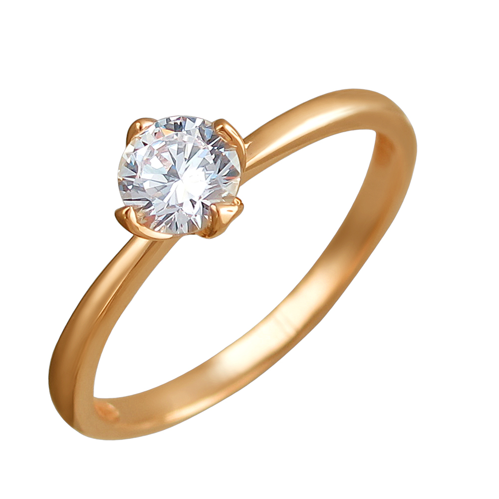 Золотое кольцо с голубым фианитом 585 пробы