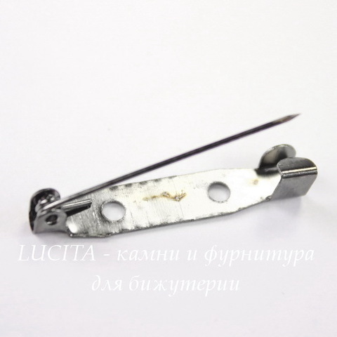 Основа для броши 30х6 мм (цвет - черный никель), 10 штук
