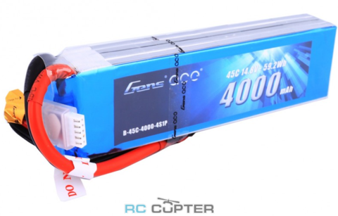 Аккумуляторная батарея Gens Ace 4000mAh 14.8V 45C 4S1P Lipo Battery Pack Deans (T-Plug)