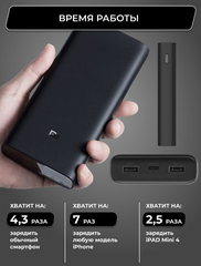 Портативный аккумулятор Xiaomi Mi Power Bank 3 Super Flash Charge 20000 PB200SZM, черный