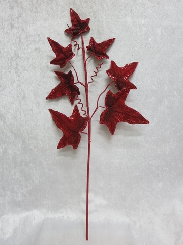 Веточка с листьями 71см ChristmasDeLuxe premium collection бордовая