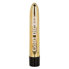 Золотистый классический вибратор Naughty Bits Gold Dicker Personal Vibrator - 19 см. - 