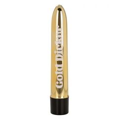 Золотистый классический вибратор Naughty Bits Gold Dicker Personal Vibrator - 19 см. - 