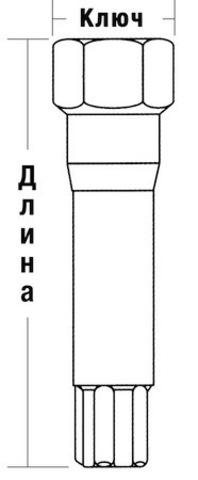 Ключ переходник 10-гранный длина=61мм ключ=17/19мм хром