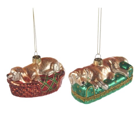 Украшение Спящие собачки 2шт 10.5см Goodwill красные/зеленые в ассортименте