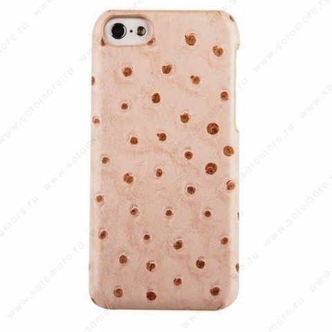 Накладка Melkco кожаная для iPhone 5C Leather Snap Cover (Ostrich Print pattern - Pink)