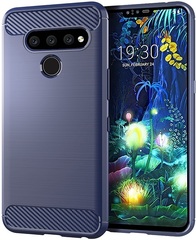 Чехол для LG V50 ThinQ цвет Blue (синий), серия Carbon от Caseport