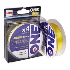 Плетеный шнур  №ONE SUPERIOR Х4-100 (yellow) d 0.18 продажа от 4 шт.
