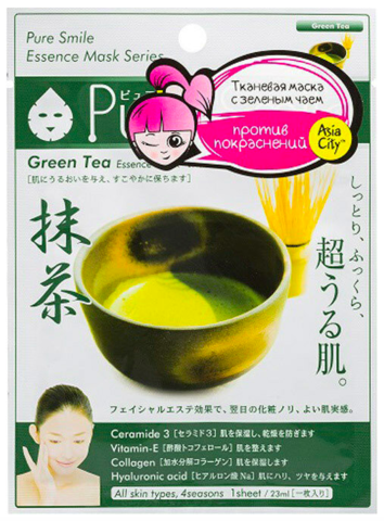 SUNSMILE Essence Маска для лица успокаивающая с экстрактом зеленого чая