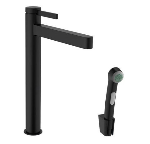 Hansgrohe Finoris 76220670 Высокий смеситель для раковины с гигиеническим душем (чёрный матовый)