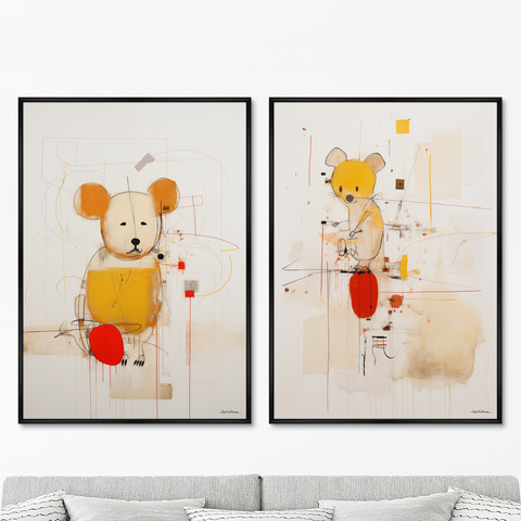 ArtNoMore - Набор из 2-х репродукций картин на холсте Oh, those mice, 2024г.